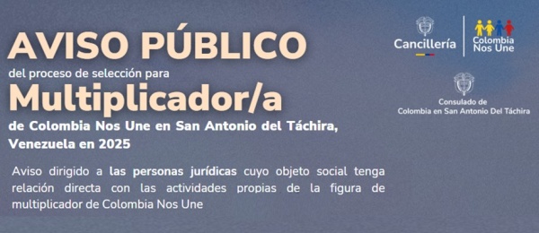 Convocatoria abierta para Multiplicador de Colombia Nos Une en San Antonio del Táchira para 2025
